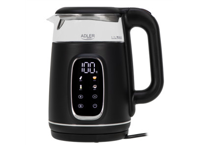 Adler Kettle with LED Display | AD 1305 | Electric | 2200 W | 1.7 L | Plastic | 360 rotational base | Black/Silver