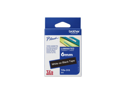 Brother | TZe-315 Laminated tape | White on Black | TZe | 8 m | 0.6 cm