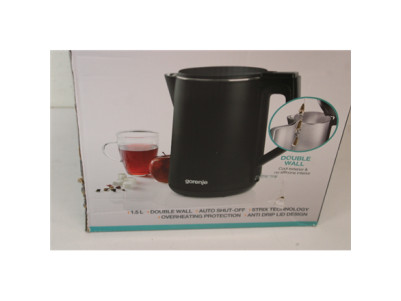 SALE OUT. | Gorenje Kettle | K15DWBK | Electric | 2200 W | 1.5 L | Stainless steel | 360 rotational base | Black | DAMAGED PACKA
