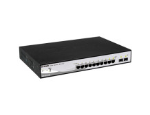 D-LINK DGS-1210-10P, Gigabit Smart III Switch with 8 10/100/1000Base-T PoE ports and 2 combo 1000Base-T/MiniGBIC (SFP) ports, 80