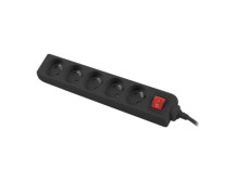 Lanberg Cable Power Strip, 5X French Outlets with Switch, Quality-Grade Copper, 1.5 m | PS1-05E-0150-BK