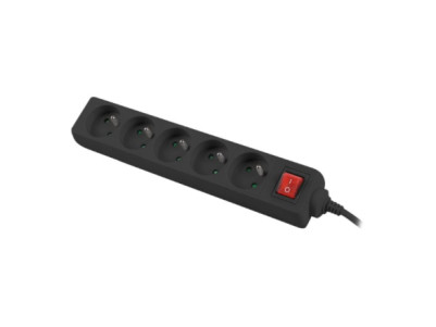 Lanberg Cable Power Strip, 5X French Outlets with Switch, Quality-Grade Copper, 1.5 m | PS1-05E-0150-BK