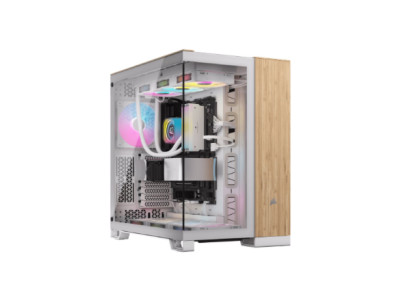 Corsair Dual Chamber PC Case | 6500X | White/Bamboo wood | Mid Tower | Power supply included No