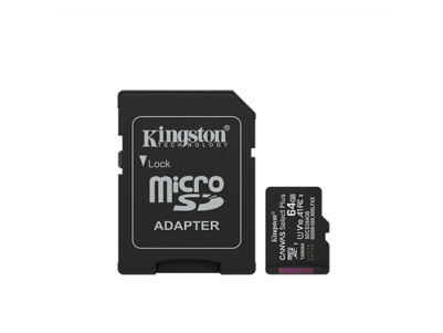 Kingston Canvas Select Plus | 64 GB | microSD | Flash memory class Class 10, UHS-I, U1/U3, video class 10/30, A1