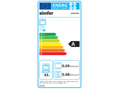 Simfer | Cooker | 5405SERBB | Hob type Gas | Oven type Electric | White | Width 50 cm | Electronic ignition | Depth 60 cm | 43 L