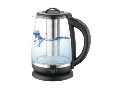 Camry | Kettle | CR 1290 | Standard | 2200 W | 2 L | Plastic/glass | 360 rotational base | Black/Transparent