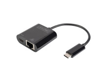 Digitus | USB-Type-C Gigabit Ethernet Adapter + PD with power delivery function | DN-3027 | Black | USB-C port to a Gigabit netw