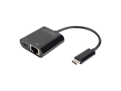 Digitus | USB-Type-C Gigabit Ethernet Adapter + PD with power delivery function | DN-3027 | Black | USB-C port to a Gigabit netw
