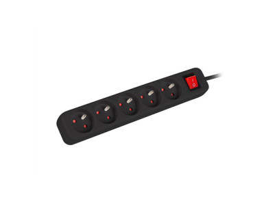 Lanberg Cable Power Strip 3M 5X French Outlets with Switch, Quality-Grade Copper | PS1-05E-0300-BK