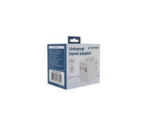 Gembird TPA-1A2C20-01-W Universal travel power adapter, 20 W, white | Gembird