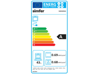 Simfer | Cooker | 5405SERGG | Hob type Gas | Oven type Electric | Stainless steel | Width 50 cm | Electronic ignition | Depth 60
