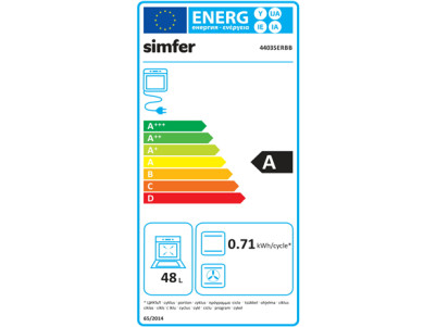 Simfer | Cooker | 4403SERBB | Hob type Gas | Oven type Electric | White | Width 50 cm | Electronic ignition | Depth 55 cm | 48 L