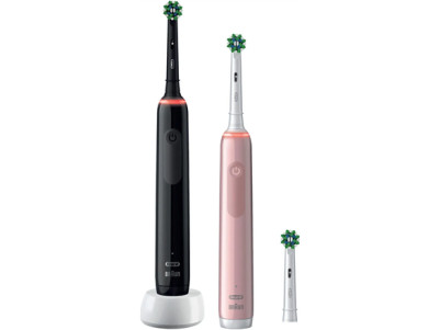 Oral-B Electric Toothbrush | Pro 3 3900N Black/Pink Duopack | Rechargeable | For adults | Number of brush heads included 3 | Num