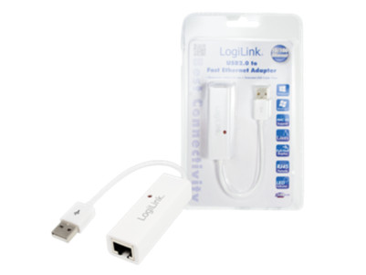 Logilink | Fast Ethernet USB 2.0 to RJ45 Adapter: | 0.115 m | White | USB-A to RJ45