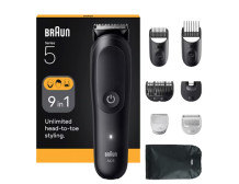 Braun 9-in-1 Grooming Kit | All-in-One Kit Series 5 AIO5540 | Cordless | Number of length steps 14 | Black