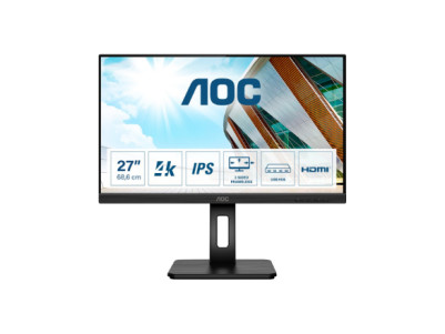 AOC | Monitor | U27P2 | 27 " | IPS | UHD | 16:9 | 60 Hz | 4 ms | 3840 x 2160 | 350 cd/m | Headphone out (3.5mm) | Black | Warran
