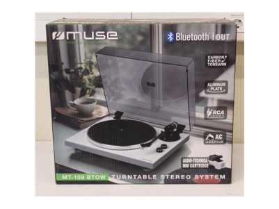 SALE OUT. Muse MT-109 BTOW Hifi Turntable, White | Muse Hifi Turntable | MT-109 BTOW | Bluetooth Out | USED, SCRATCHES ON ALUMIN