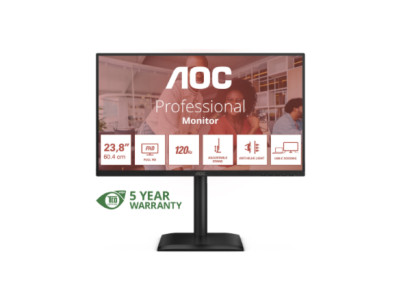 AOC 24E4CV | 23.8 " | IPS | FHD | 16:9 | 120 Hz | 4 ms | 1920 x 1080 pixels | 300 cd/m | Black