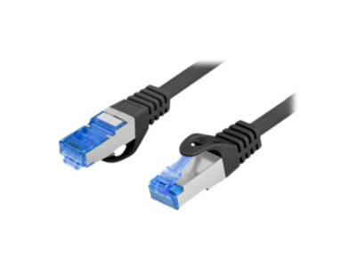 Lanberg | Patchcord Cat.6A S/FTP LSZH CCA Black Fluke Passed | PCF6A-10CC-0050-BK | 0.5 m | Black