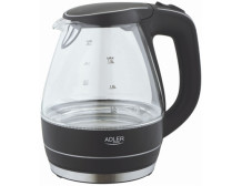 Kettle | Adler | Kettle | AD 1224 | Standard | 2000 W | 1.5 L | Glass | 360 rotational base | Black