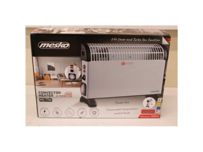 SALE OUT. Mesko MS 7741w Convector Heater with Timer and Turbo Fan, 3 Heating Powers: 750W-1250W-2000W, Grey | Mesko Convector H