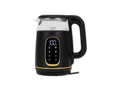 Adler Kettle with LED Display | AD 1305 | Electric | 2200 W | 1.7 L | Plastic | 360 rotational base | Black/Gold