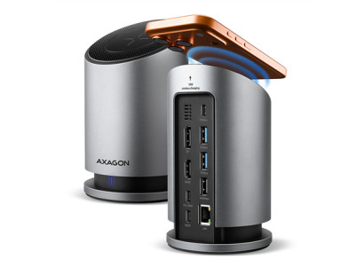 AXAGON USB-C 10Gbps Wireless Charging 9in1 hub | HMC-WL9