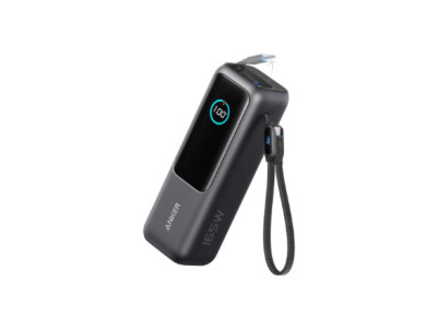 Anker Zolo Powerbank | A1695H11 | 25000 mAh | Built-In USB-C and Retractable Cable) | Grey