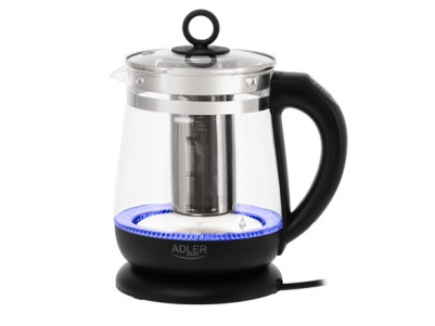 Adler Kettle | AD 1299 | Electric | 2200 W | 1.5 L | Glass | 360 rotational base | Black