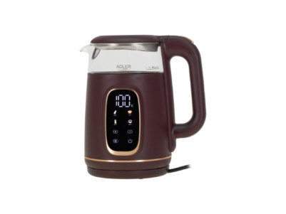 Adler Kettle with LED Display | AD 1305 | Electric | 2200 W | 1.7 L | Plastic | 360 rotational base | Burgundy