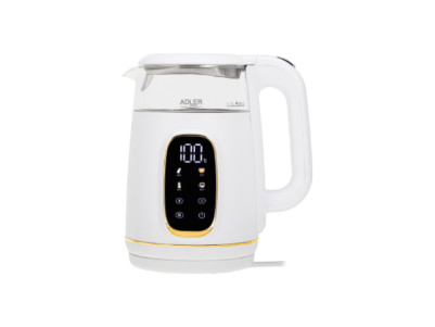 Adler Kettle with LED Display | AD 1305 | Electric | 2200 W | 1.7 L | Plastic | 360 rotational base | White/Gold
