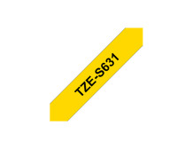 Brother | TZe-S631 Strong Adhesive Laminated Tape | Black on Yellow | TZe | 8 m | 1.2 cm