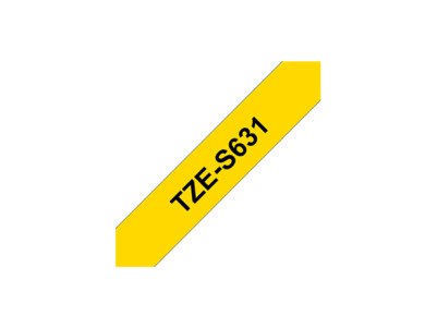 Brother | TZe-S631 Strong Adhesive Laminated Tape | Black on Yellow | TZe | 8 m | 1.2 cm