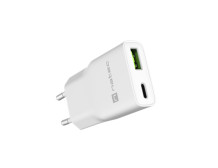 Natec Ribera USB Charger Gan Slim USB 1X USB-A + 1X USB-C 20W | NUC-2376
