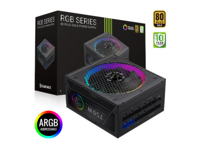 Gamemax Power Supply, 80 PLUS, Gold | RGB 750G | 750 W