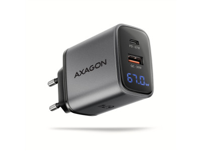 AXAGON Wall charger 67W, USB-A + USB-C, PD3.0/PPS/QC4+/SF | ACU-PQ67D