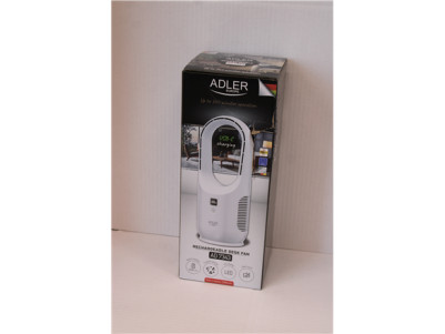 SALE OUT. Adler Bladeless Rechargeable Fan | AD 7343 | Desk Fan | DAMAGED PACKAGING | White | Diameter 14 cm | Number of speeds 