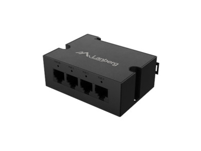 Lanberg Switch PoE Extender 1xIn 3xOut Gigabit Ethernet Din Rail BT 90W metal clips | DIN-GE4-BT-90W