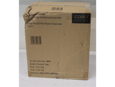 SALE OUT. Caso Turbo Hot Water Dispenser | Hot 7 | Water Dispenser | 2200-2600 W | 2.7 L | Plastic/Stainless Steel | Black/Stain