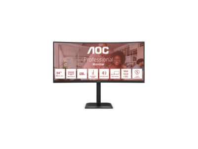 AOC CU34E4CV | 34 " | VA | 21:9 | 120 Hz | 4 ms | 3440 x 1440 pixels | HDMI ports quantity 2 | Black
