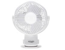 Adler Rechargeable fan with clip | AD 7335 | Table Fan | 6 W | Diameter 12.7 cm | Number of speeds 3 | Oscillation | White