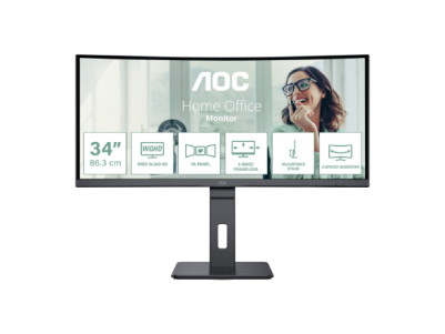 AOC | CU34P3CV | 34 " | VA | 21:9 | 100 Hz | 4 ms | 3440 x 1440 pixels | HDMI ports quantity 1