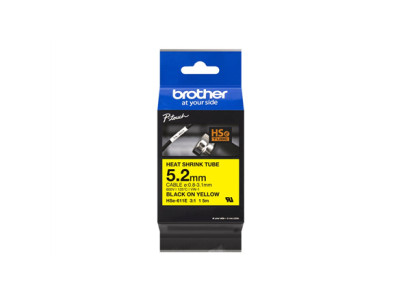 Brother | HSe-611E Heat shrink tube | Black On Yellow | TZe | Roll (0.52 cm x 1.5 m) | 0.52 x 150 cm