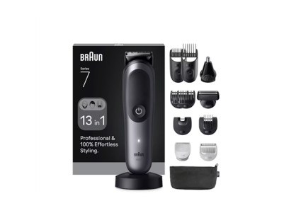 Braun 13in1 Grooming Kit | All-in-One Series 7 AIO7560 | Cordless | Number of length steps 14 | Black/Grey