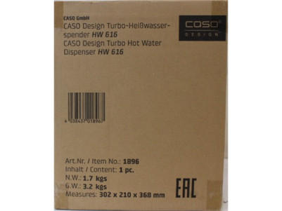 SALE OUT. Caso HW 616 Turbo Hot Water Dispenser, Capacity 2.5 L, Stainless steel, Black | SALE OUT. Caso Turbo Hot Water Dispens