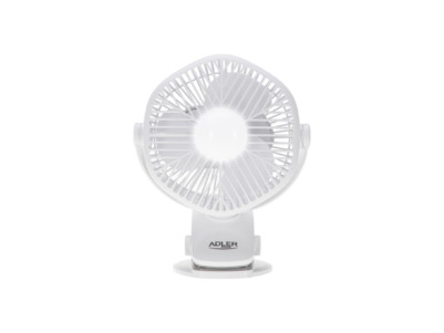 Adler Rechargeable fan with clip | AD 7335 | Table Fan | 6 W | Diameter 12.7 cm | Number of speeds 3 | Oscillation | White