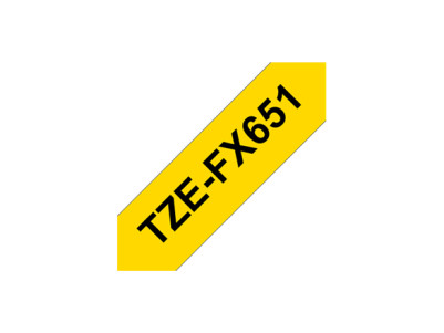 Brother | TZe-FX651 Flexible ID Laminated Tape | Black on Yellow | TZe | 8 m | 2.4 cm