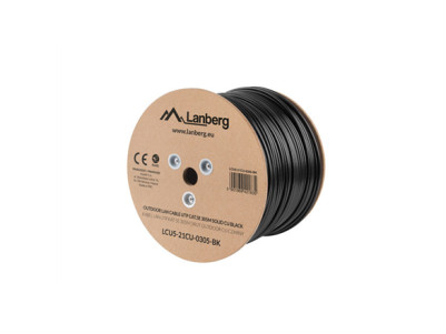 Lanberg Cable Cat.5E UTP 305M Solid Outdoor CU Black Fluke Passed | LCU5-21CU-0305-BK
