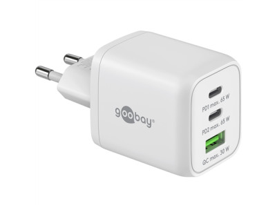 Goobay 65 W USB-C PD GaN Multiport Fast Charger Nano, White | Goobay | 65 W USB-C PD GaN Multiport Fast Charger Nano