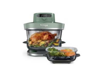 NINJA 5-in-1 XL Glass Air Fryer | AS090EUGN Crispi Pro | Power 2050 W | Capacity 5.7 L | Moss Green